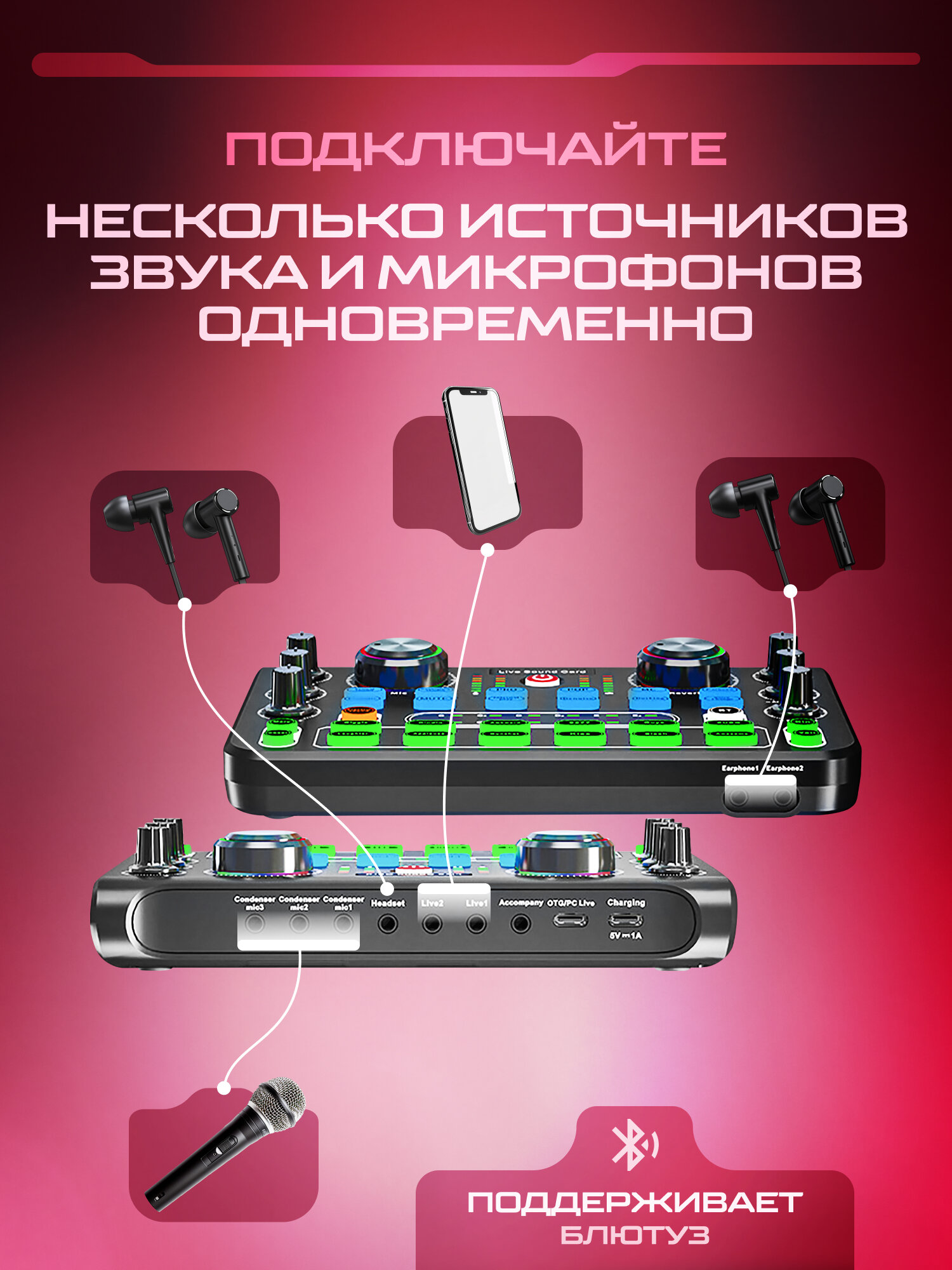 Цифровой микшер MiniMix, студийный, 16 эффектов, питание от батареек/аккумулятора — фото 1