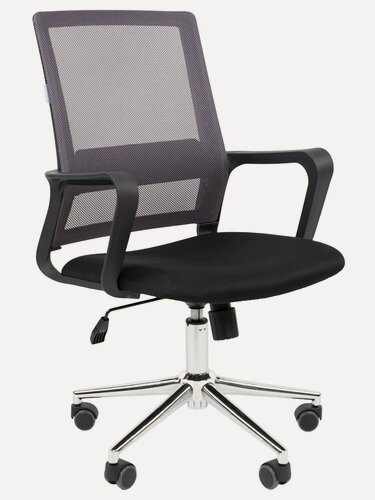 Изображение товара Компьютерное кресло CHAIRMAN 606 черный/серый ткань/сетка с хромированной крестовиной для операторов механизм качания