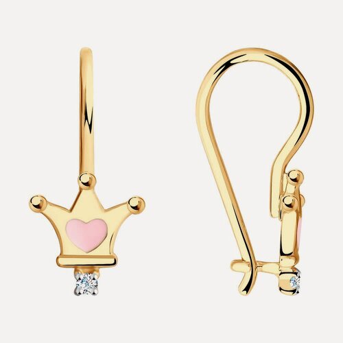 Изображение товара Серьги, красное золото, 585 проба, фианит, эмаль