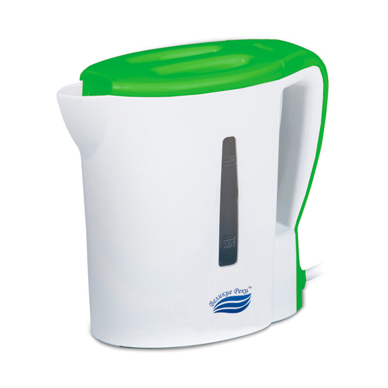 Чайник Великие Реки Мая-1 бело-салатовый, 0,5 л, пластик, 500 Вт