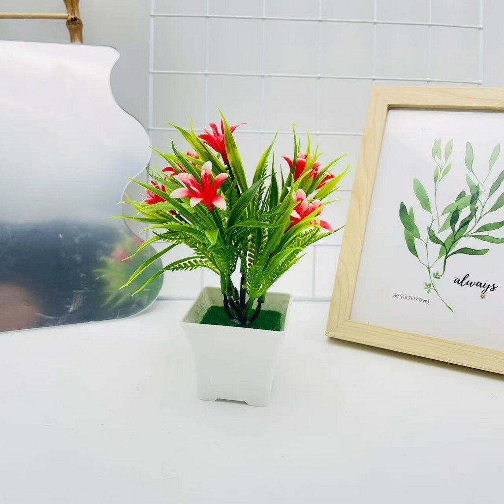 Plastic cymbidium flower pot with realistic design for wedding and garden decor