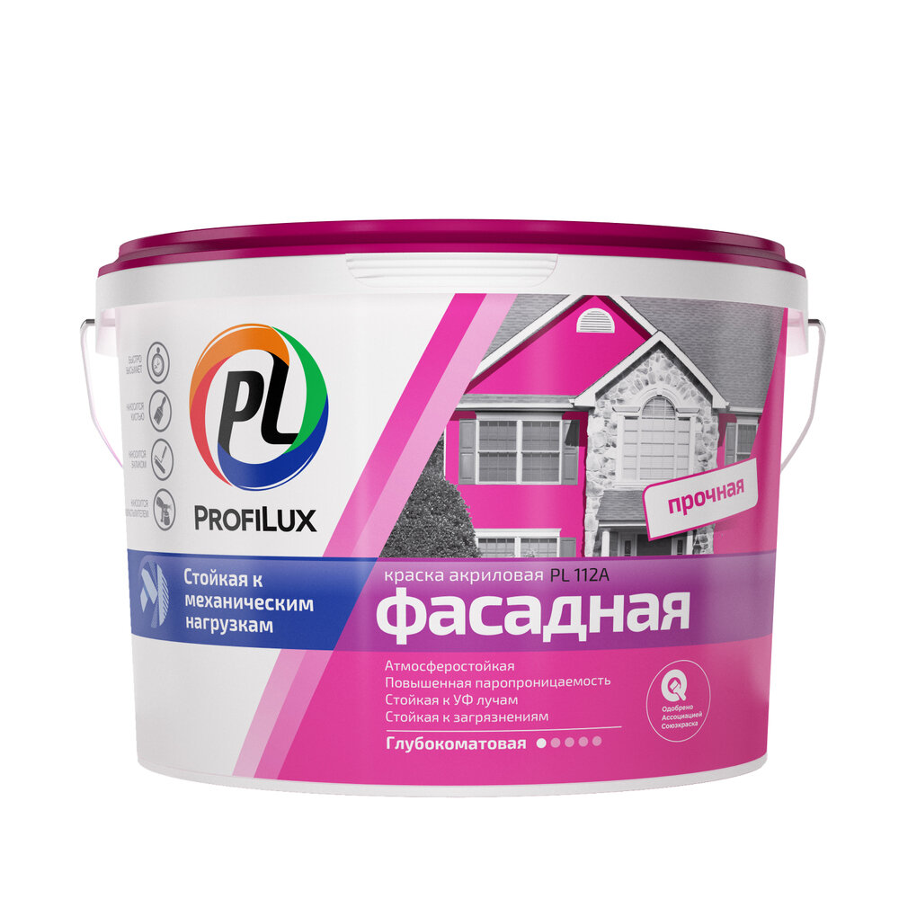 Краска Profilux PL 112A фасадная влагостойкая  белая  3 кг