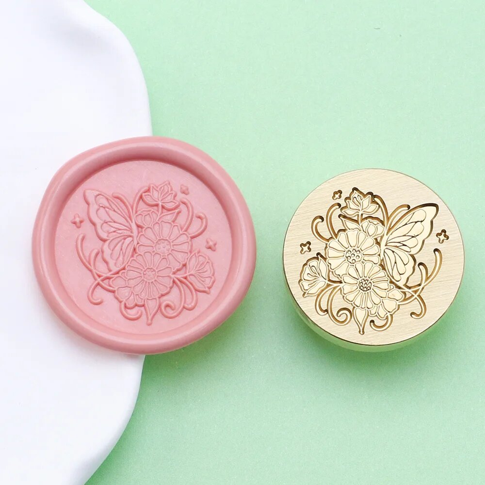 Штамп с сургучной печатью кленовый лист/бамбук 17