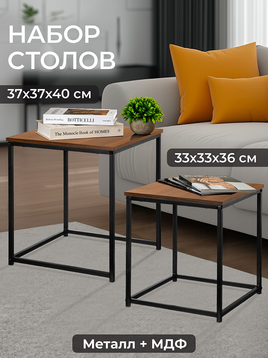 Набор 2 журнальных столиков El Casa 375х375х40 см 335х335х36 см