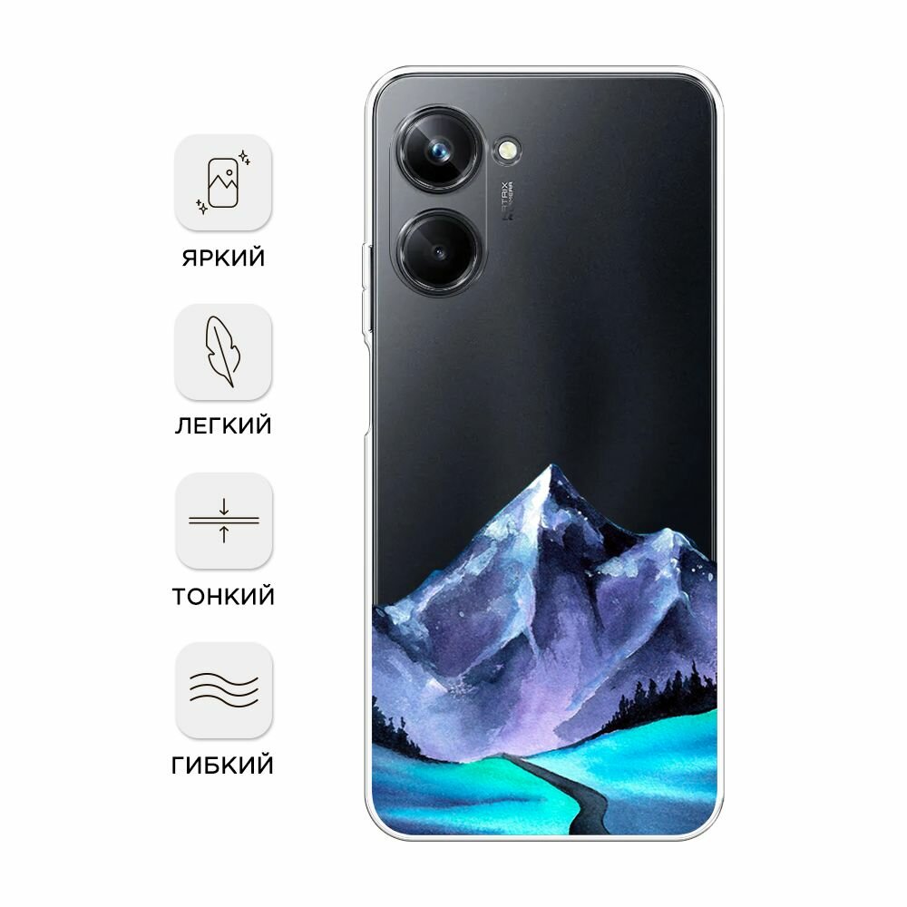 Чехол на Realme 10 Pro / Реалми 10 Про с принтом Акварельные горы, прозрачный — фото 1
