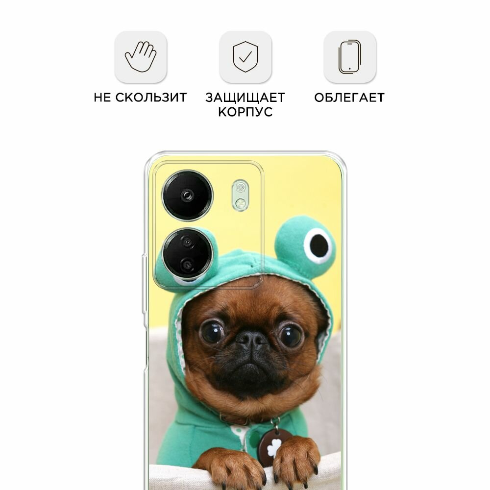 Чехол на Xiaomi Redmi 13C/Poco C65 / Сяоми Редми 13C/Поко С65 с принтом "Собачка в шапке лягушки" — фото 1
