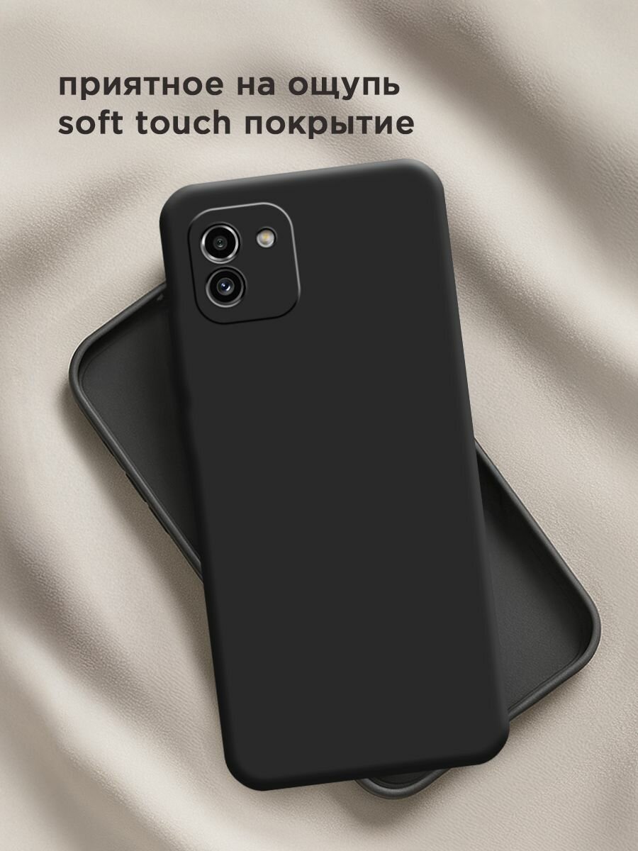 Чехол на Samsung Galaxy A03 / Самсунг А03 без принта, черный — фото 1