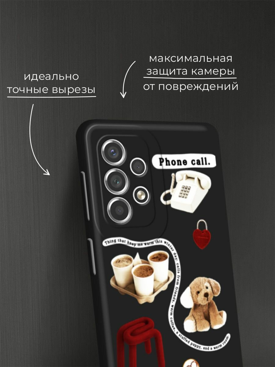Черный матовый чехол на Samsung Galaxy A53 / Самсунг Галакси А53 с принтом "Phone call" — фото 1