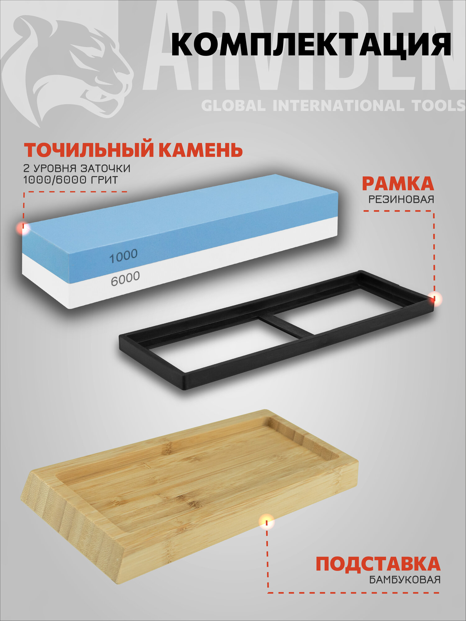 Картинки Камень точилка для ножей, двухсторонний, водный с силиконовым держателем и бруском, на подставке