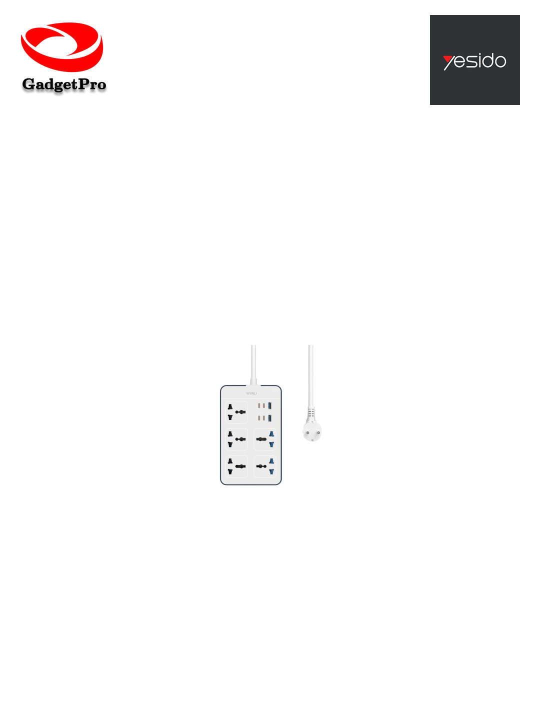 Сетевой фильтр Yesido MC16: удлинитель с 8 розетками UK, 3250W, PD/QC, современный и надежный