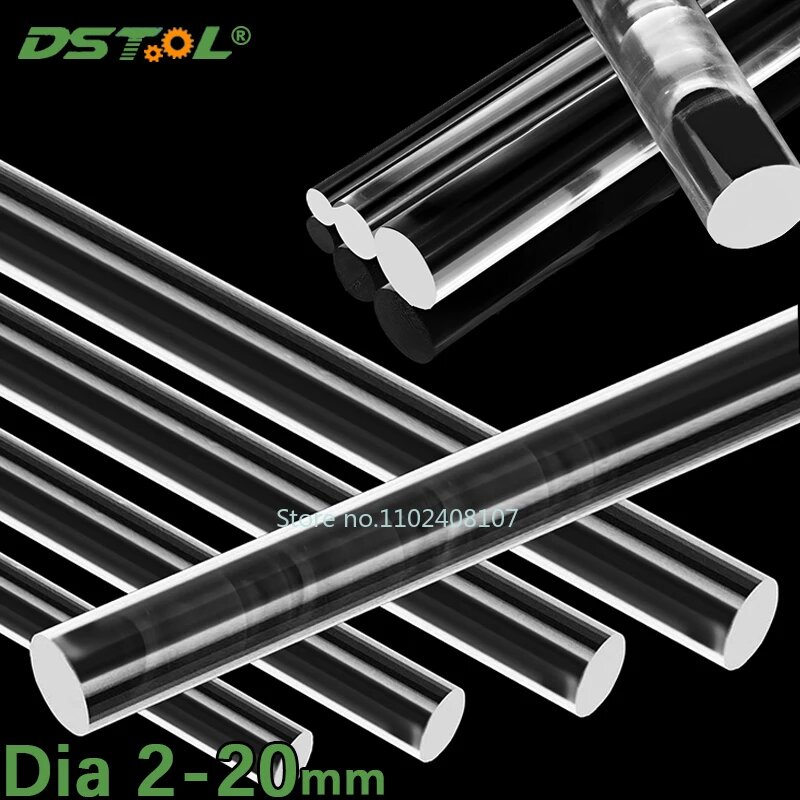 Диаметр 2-20 мм акриловый твердый круглый стержень прозрачный стержень из органического стекла длина 100/150/200/250/300 мм