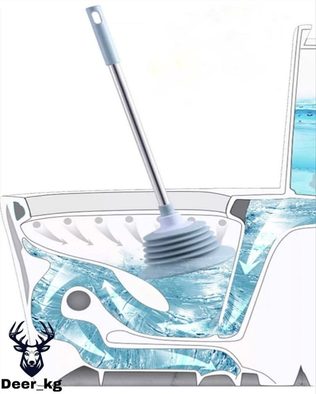 Вантуз раковины и унитаза Vantuz, для прочистки труб, голубой, 1 шт