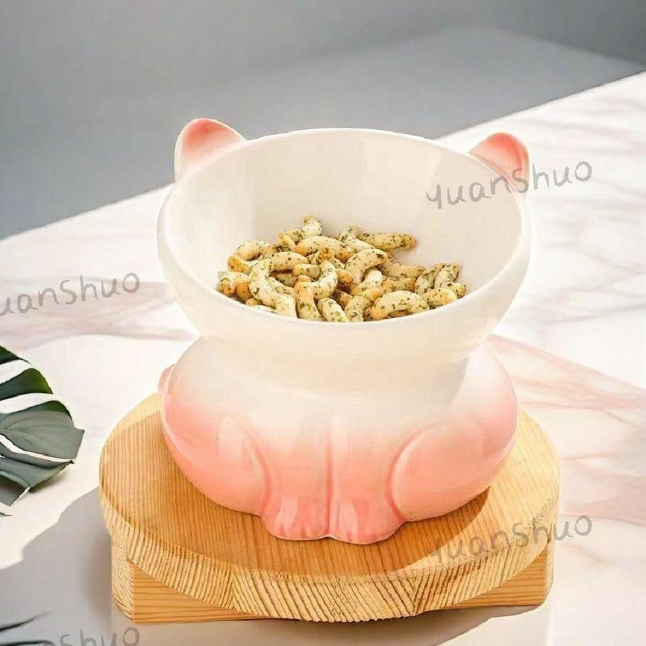 Керамическая миска для кошек с высокими ножками для легкого приема пищи