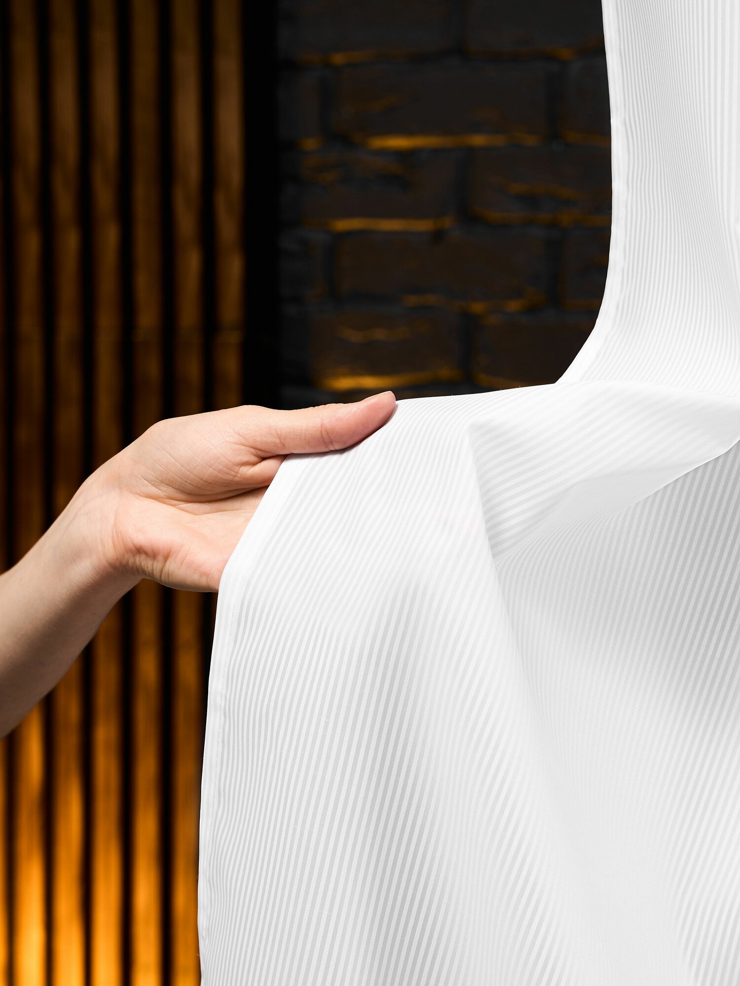 Штора для ванной, 180х200, тканевая, кольца в комплекте, с утяжелителем — фото 1