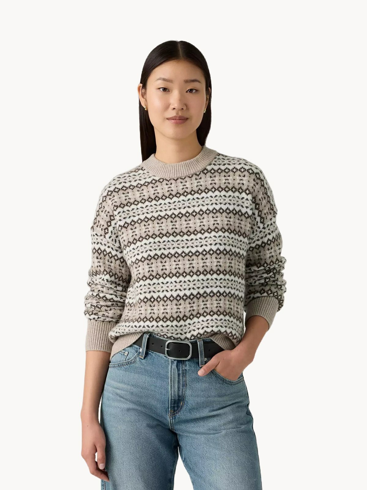 Свитер Levi's Ines Fairlisle, размер M, , коричневый