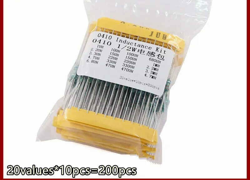 Набор кольцевых индукторов 0410 DIP 1/2W — 200 шт, 20 номиналов (1µH–4.7mH)