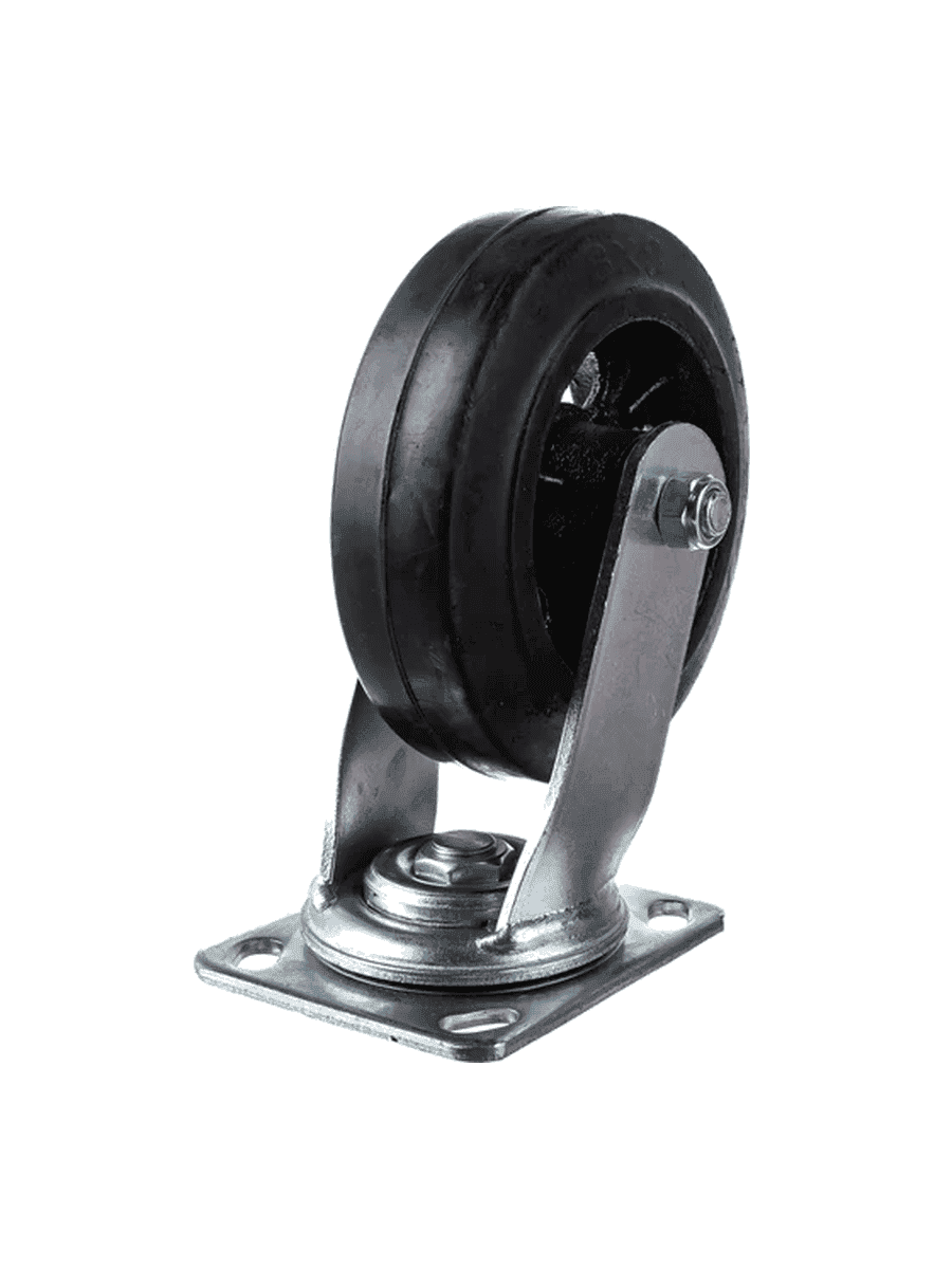 Ролик большегрузный чёрная резина чугун ZipFit SCD63 с платформой поворотный d150-200кг