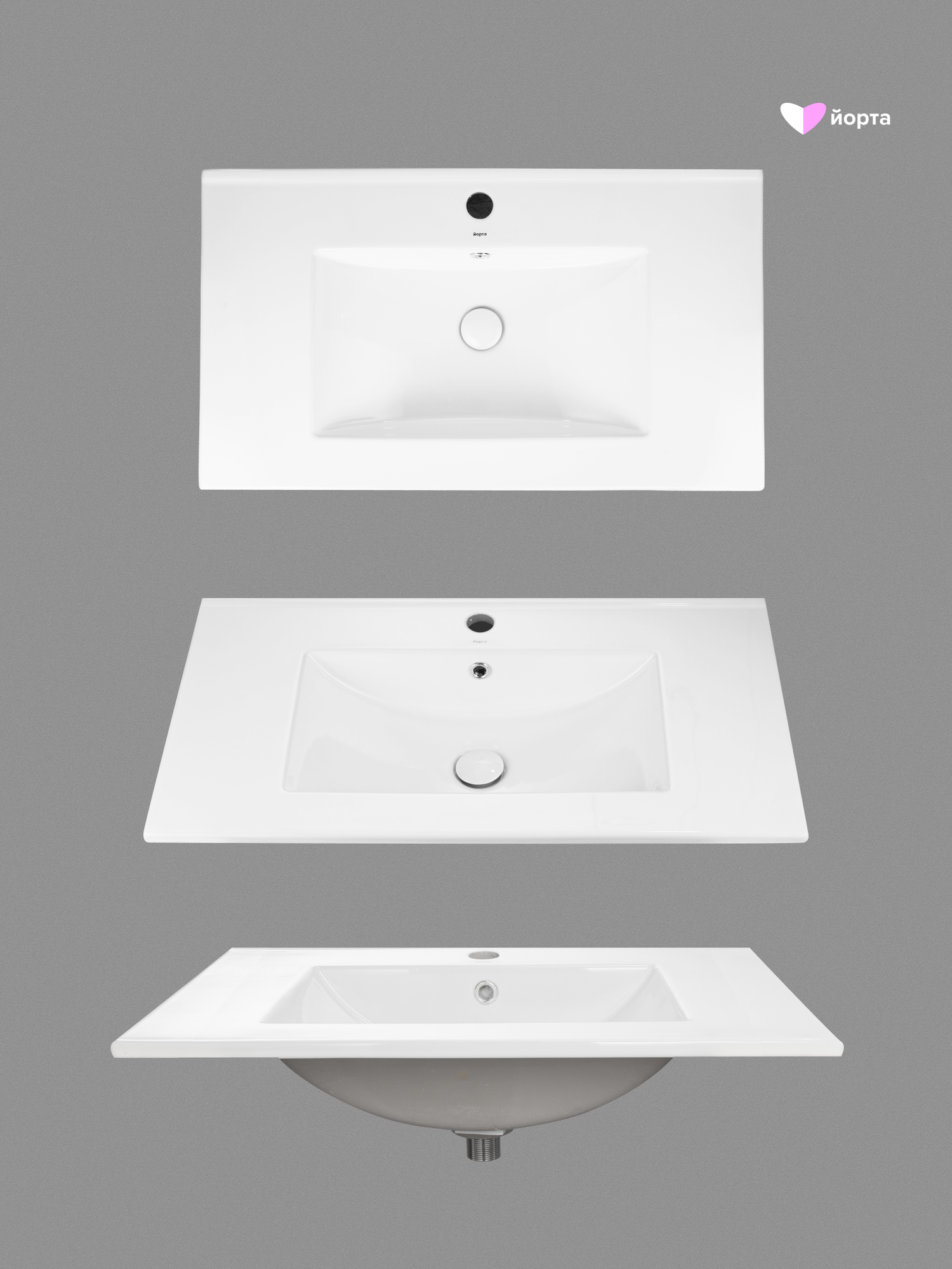 Раковина цельнолитая встраиваемая сверху для ванной белая, 81x46,5x17,5 см, Йорта Болонь 80 — фото 1