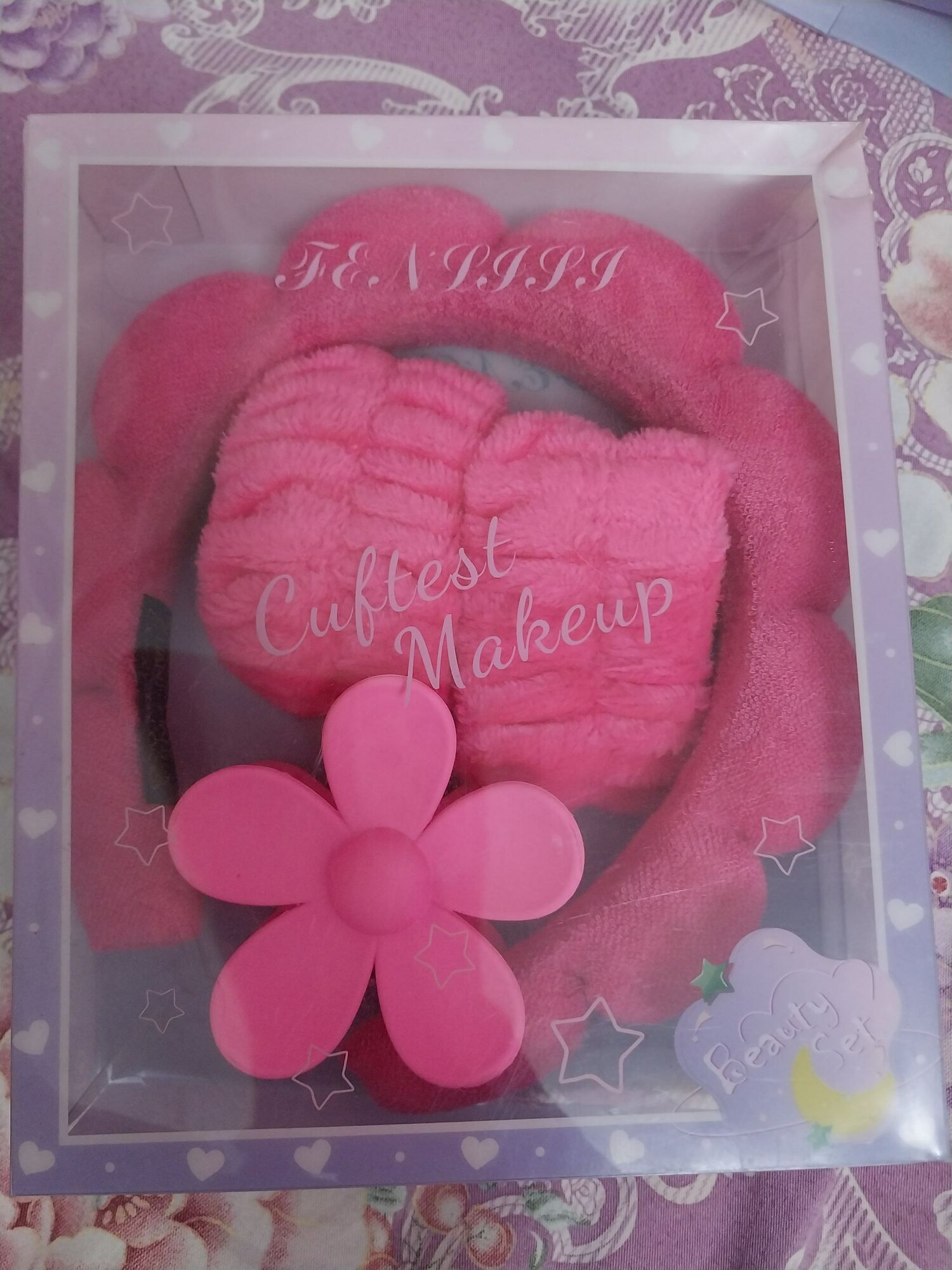 Подарочный набор для макияжа и ухода за собой, заколка, ободок и резинки, малиновый