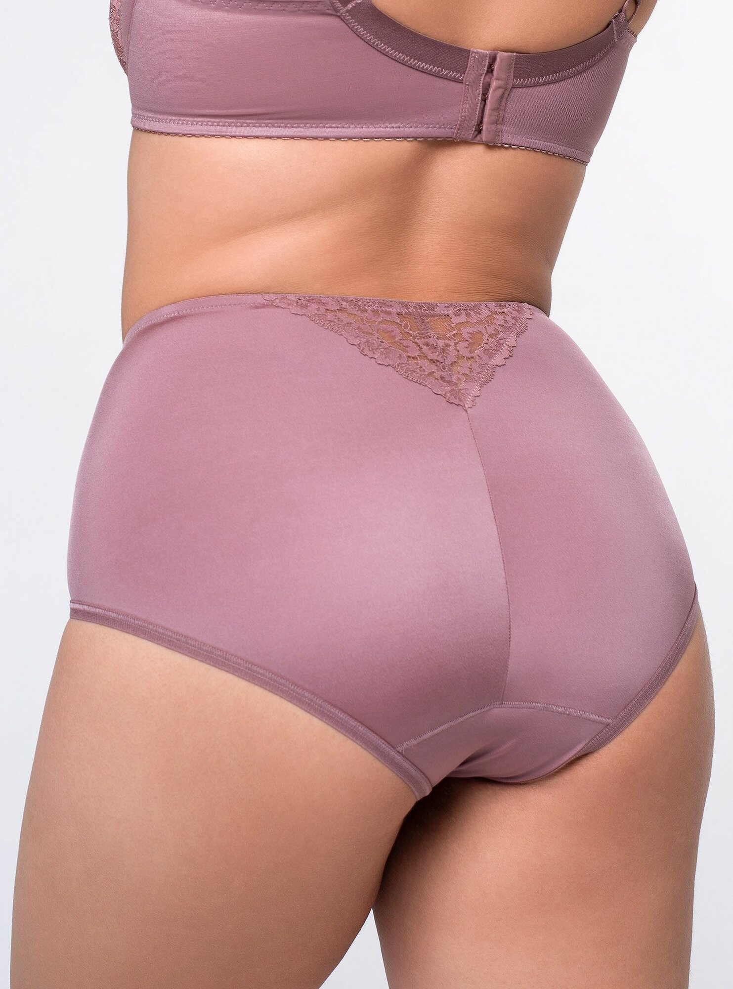 Трусы Tribuna высокие женские слипы с кружевной вставкой Базовая коллекция, размер 106, розовый, коричневый