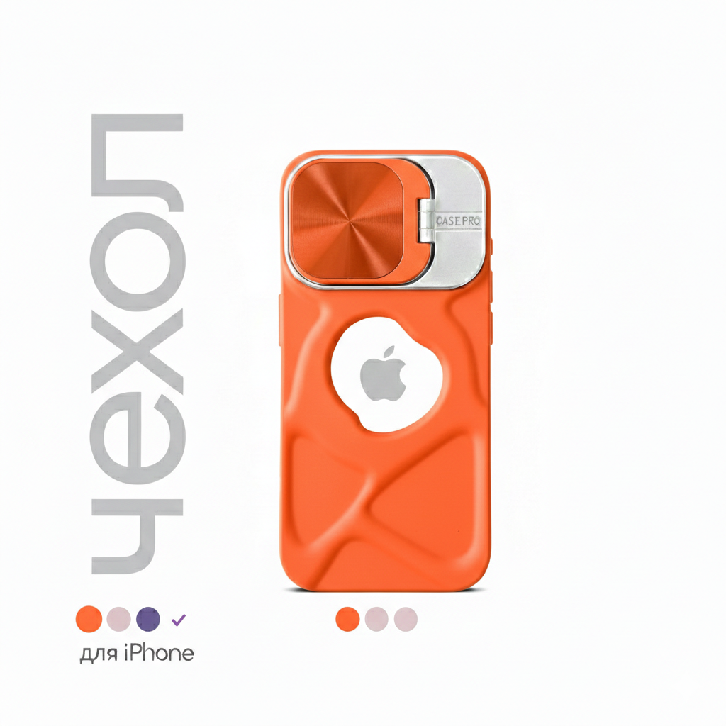 Чехол для iPhone 16 Pro Max, Металлический стиль "Пламя", Защита камеры.