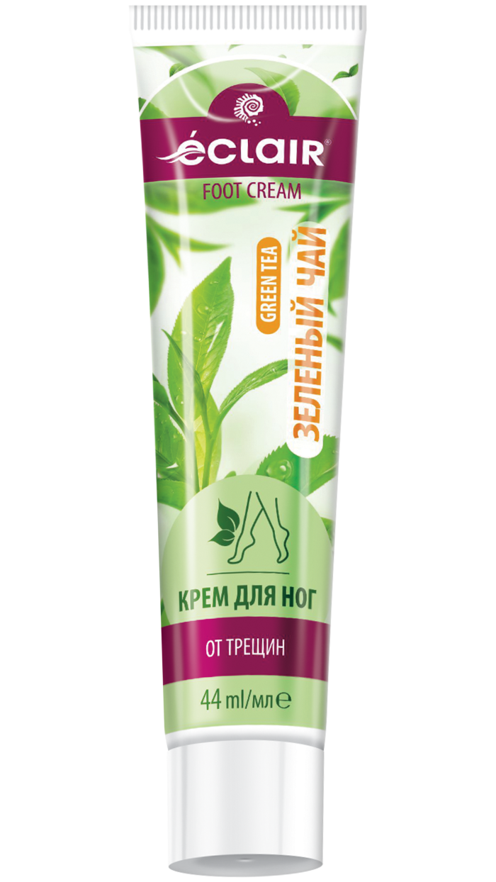 Крем для ног ECLAIRE "Зеленый чай", для всех типов, с дозатором, 44г