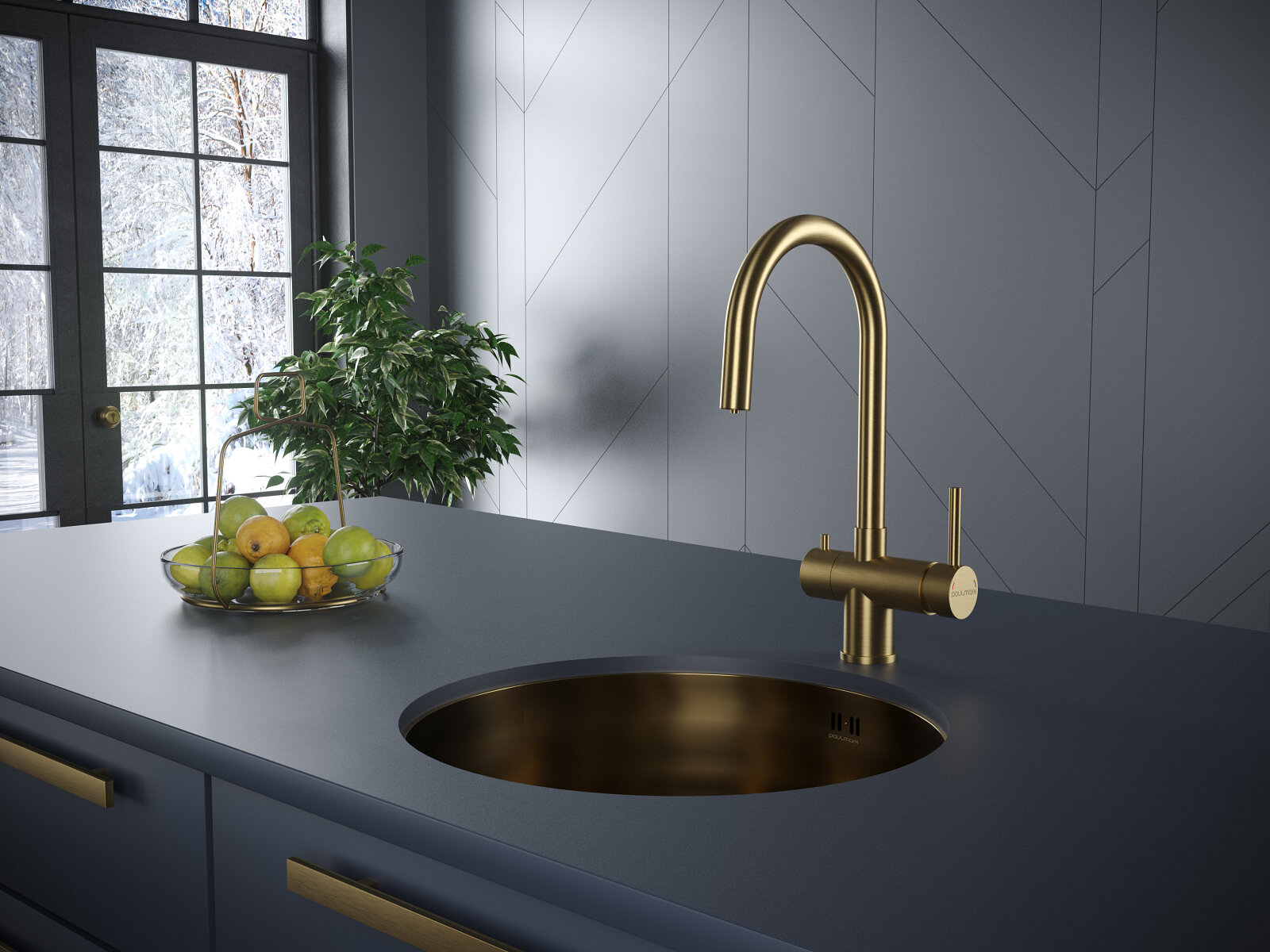 Смеситель Paulmark HELLER He213218-BG брашированное золото с подключением к фильтру — фото 1