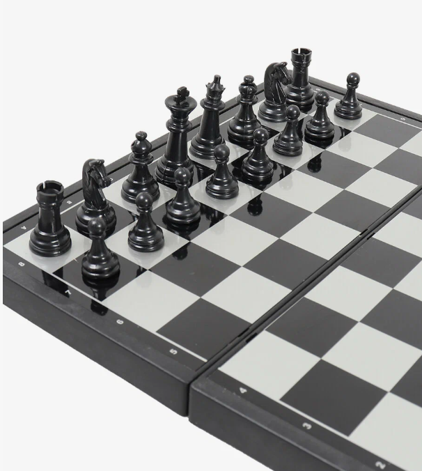 Игровой набор "Шахматы и Шашки", 2в1, складная доска, 24 см, пластик, черный/белый — фото 1