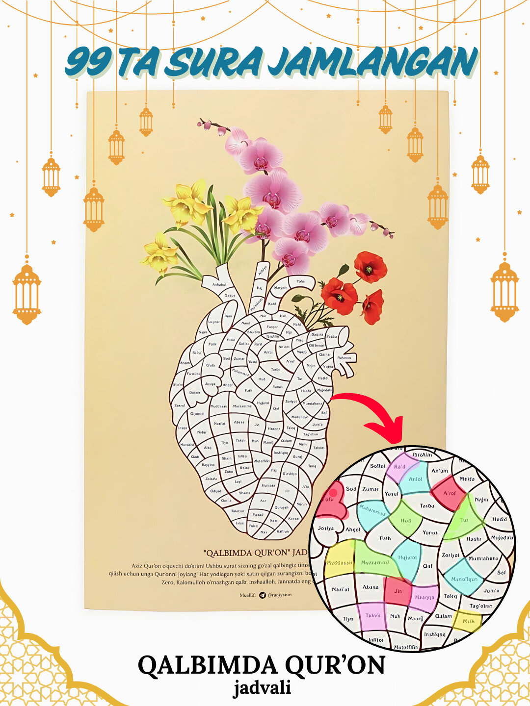 Таблица Корана в моем сердце, формат А3 Таблица Корана в моем сердце, формат А3