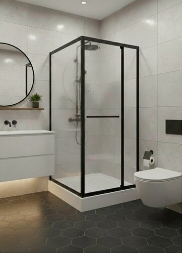 Изображение товара Душевой уголок COSTABELL SW-512B 900х900х2050 мм, черный, поддон 15 cм