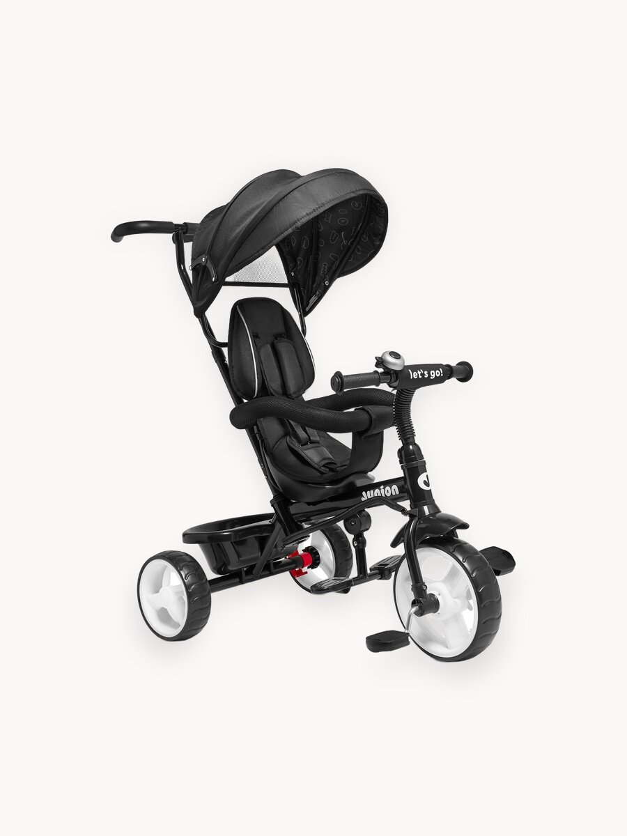 Детский трёхколесный велосипед с ручкой Junion Belli, чёрный