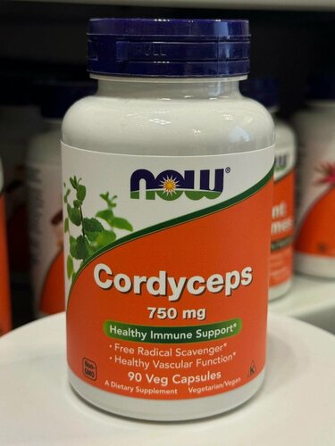 Изображение товара NOW Cordyceps 750 mg - Кордицепс — мощная поддержка для иммунной и сердечно-сосудистой системы, 90 капсул