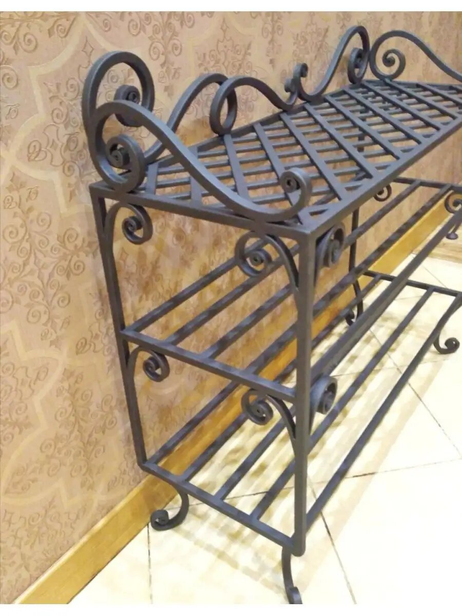 Обувница для прихожей, Студия кованой мебели Нива, цвет черный — фото 1