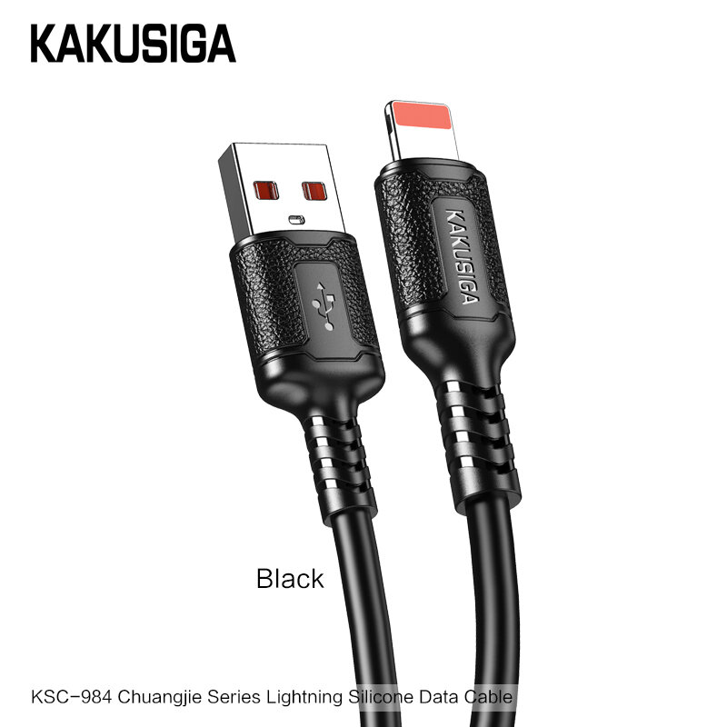 USB кабель KAKUSIGA KSC-984 Lightning для iPhone/iPad, черный, 1м, быстрая зарядка
