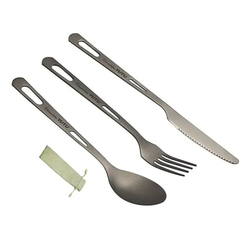 Портативная титановая посуда с ложкой-вилкой