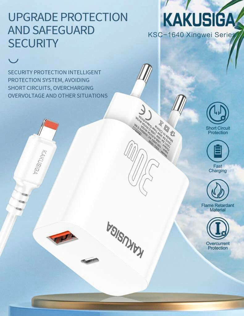 Сетевое ЗУ KAKUSIGA KSC-1640 USB Type-C для iPhone, быстрая зарядка