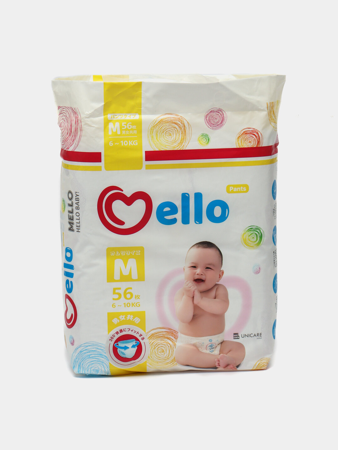 Подгузники-трусики детские Mello M, для девочек, мальчиков, 56 шт