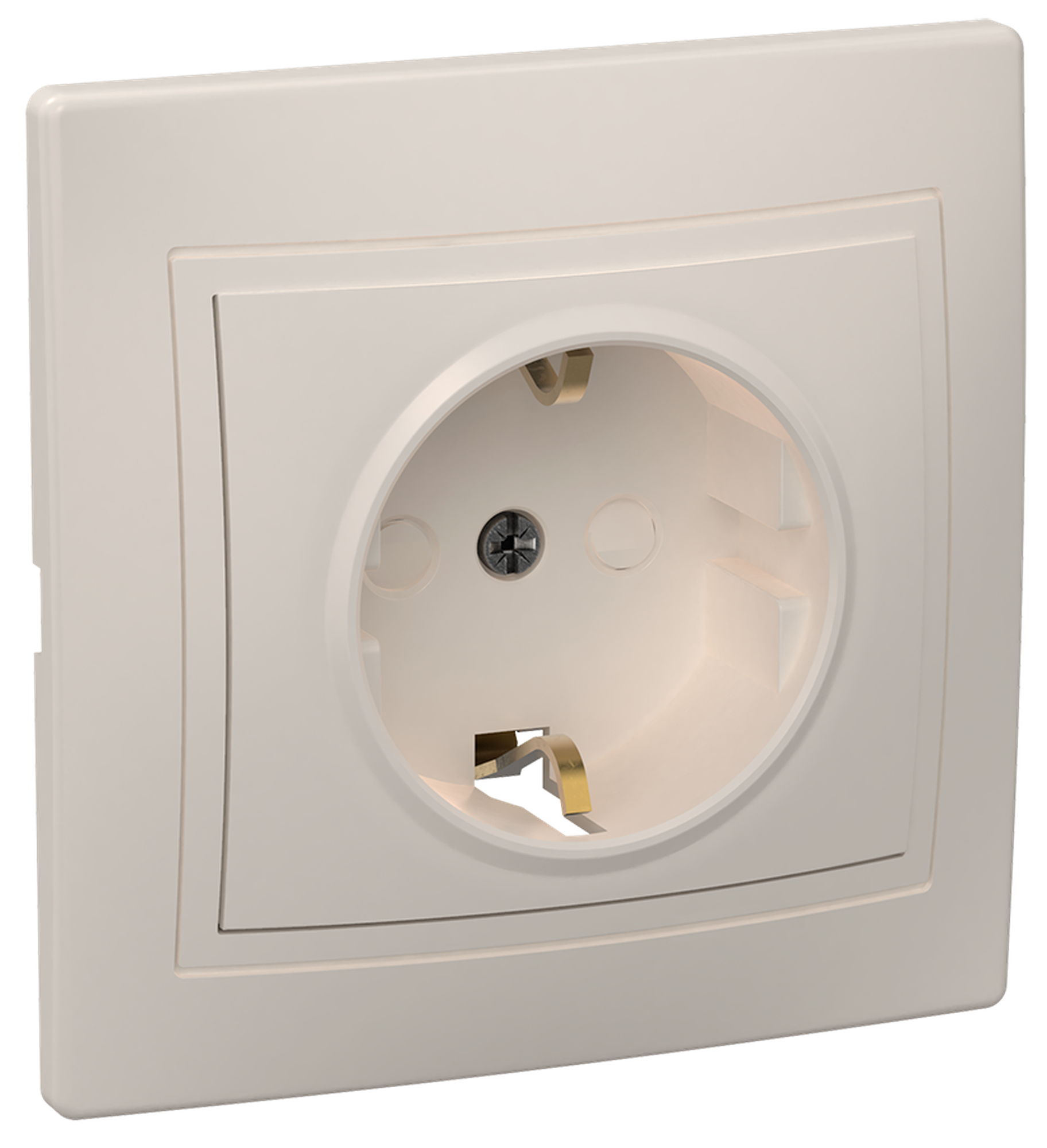 Розетка 1-местная РСш10-3-Км с заземляющим контактом с защитной шторкой 16А керамика кварта кремовый IEK