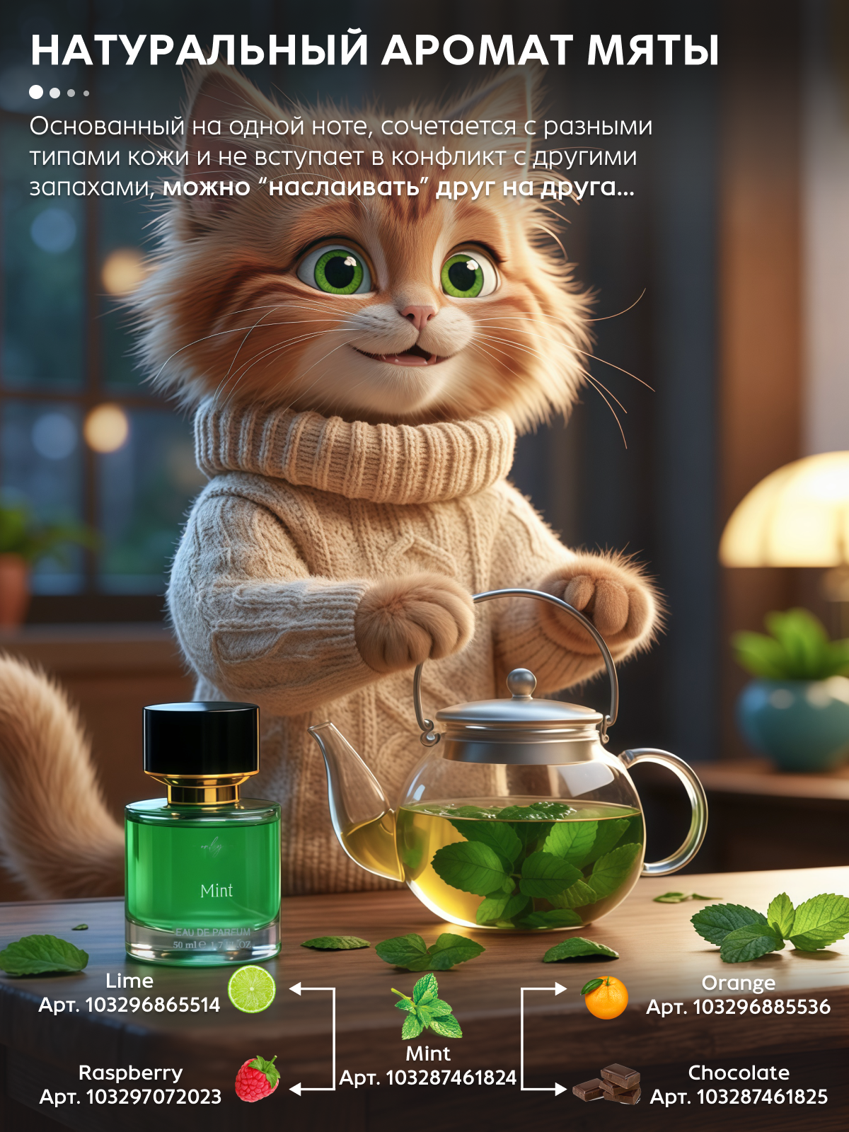Духи Мята 50 мл арабские стойкие моноаромат — фото 1