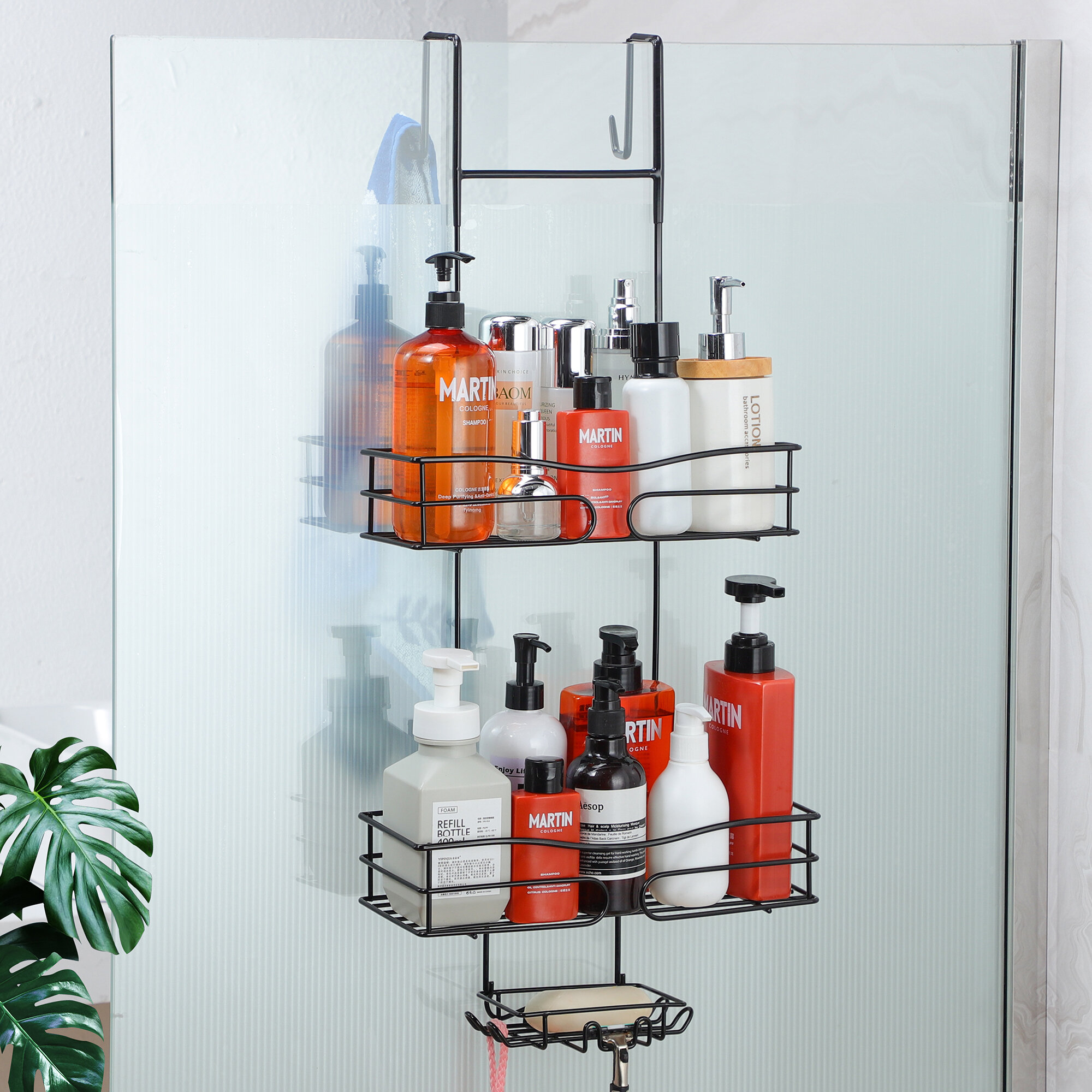 Полка для ванной висящий на двери нержавеющая сталь черная.