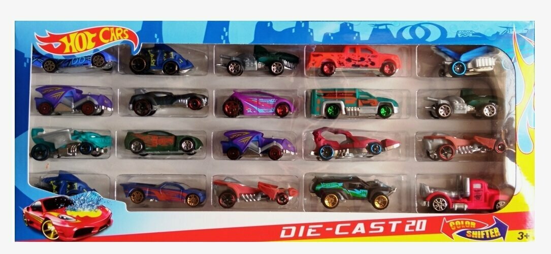 Набор машинок "Hot Wheels Color Shifter", металлический, инерционный механизм, 20 шт — фото 1