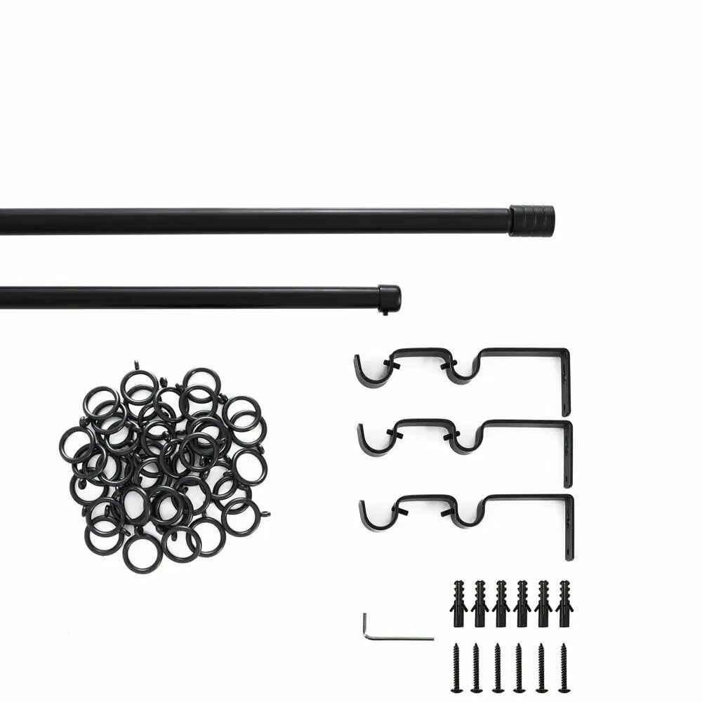 Карниз для штор раздвижной двухрядный Лофт 160-300 см металл цвет черный