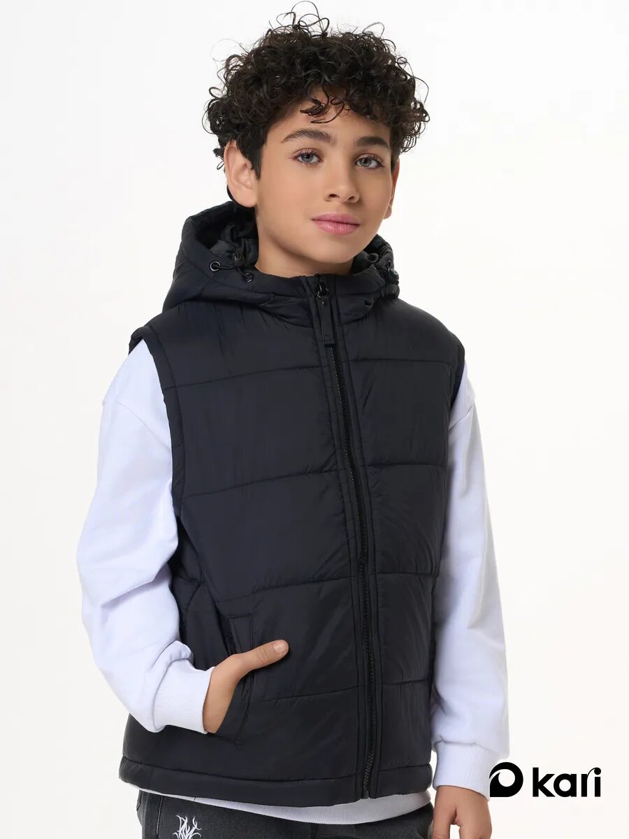 Жилет утеплённый kari размер 11-12 черный