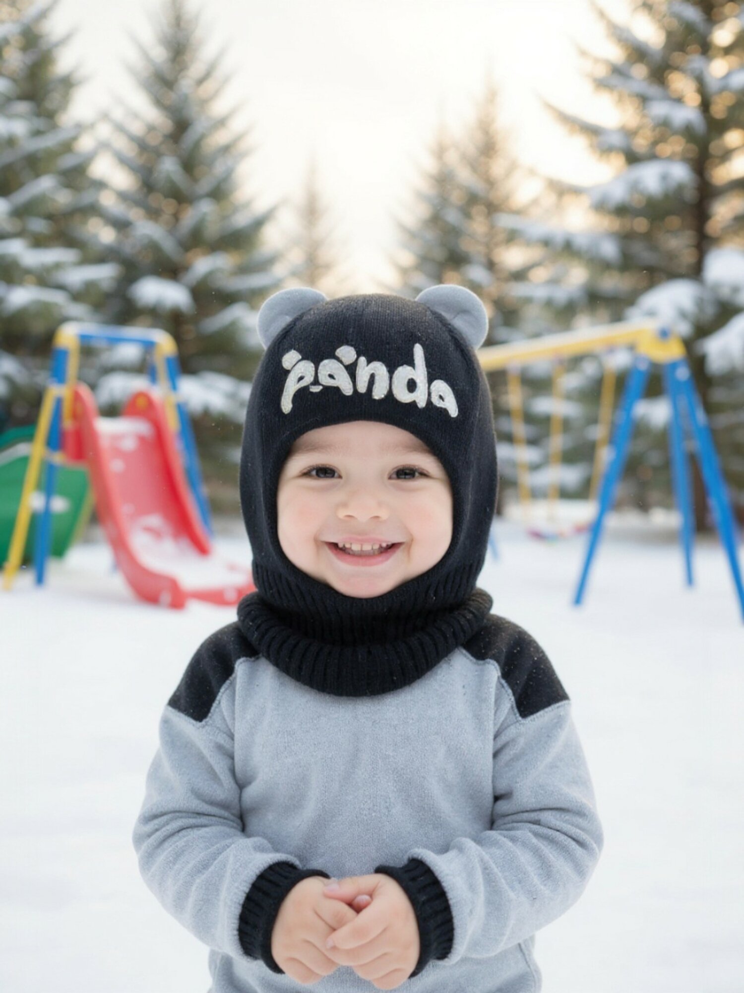 Шапка МАМА В ТЕМЕ шапка-шлем Панда для мальчиков размер 46-48 черный