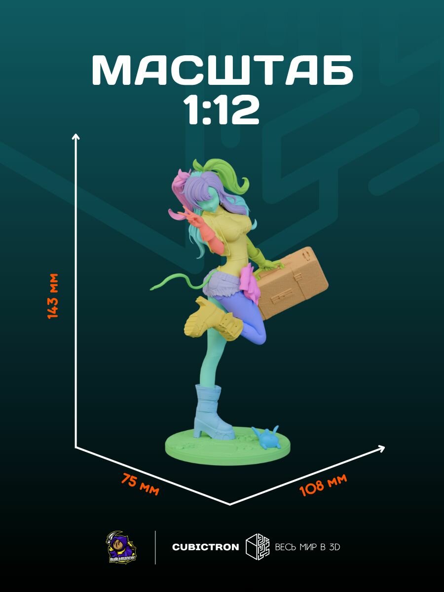 3D-фигурка "Николь" из видеоигры Zenless Zone Zero, серая, SLA-печать, 143 мм — фото 1