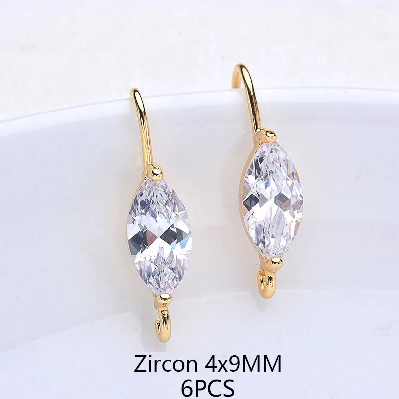 Серьги с цирконами 4x9мм, золото 24K