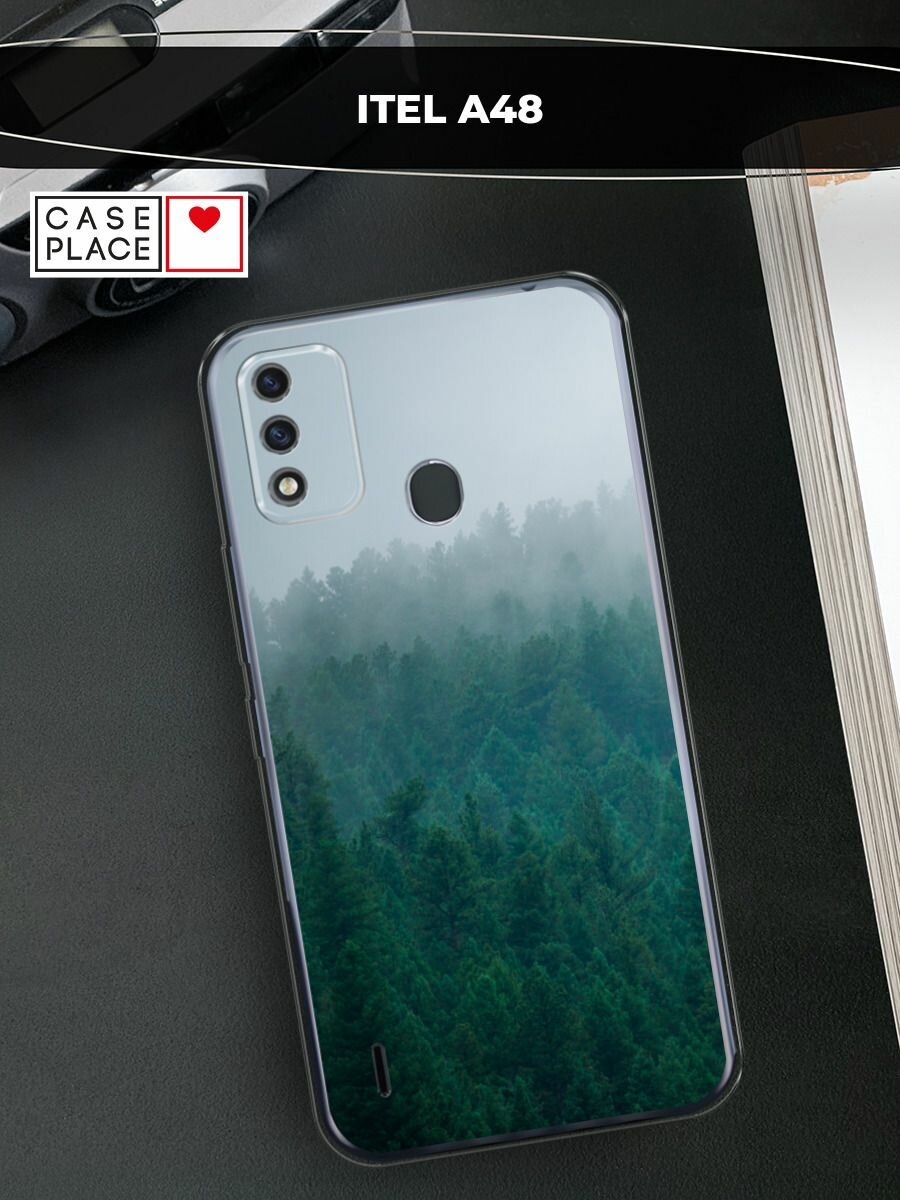 Силиконовый чехол на Itel A48 / Ител А48 с принтом "Лес в облаках"