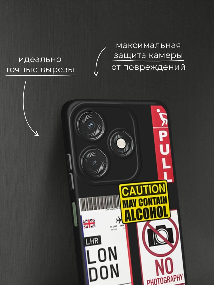 Черный матовый чехол на Tecno Spark 10/10C / Техно Спарк 10/10С с принтом "Подборка знаки" — фото 1