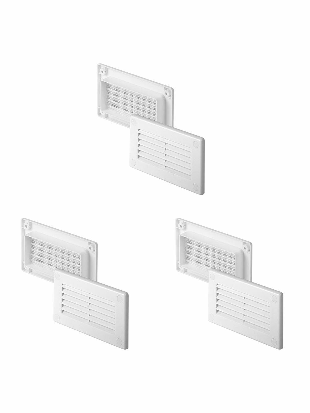 Решетка вентиляционная накладная пластиковая для плоских воздуховодов 55х110 мм (3 шт.)