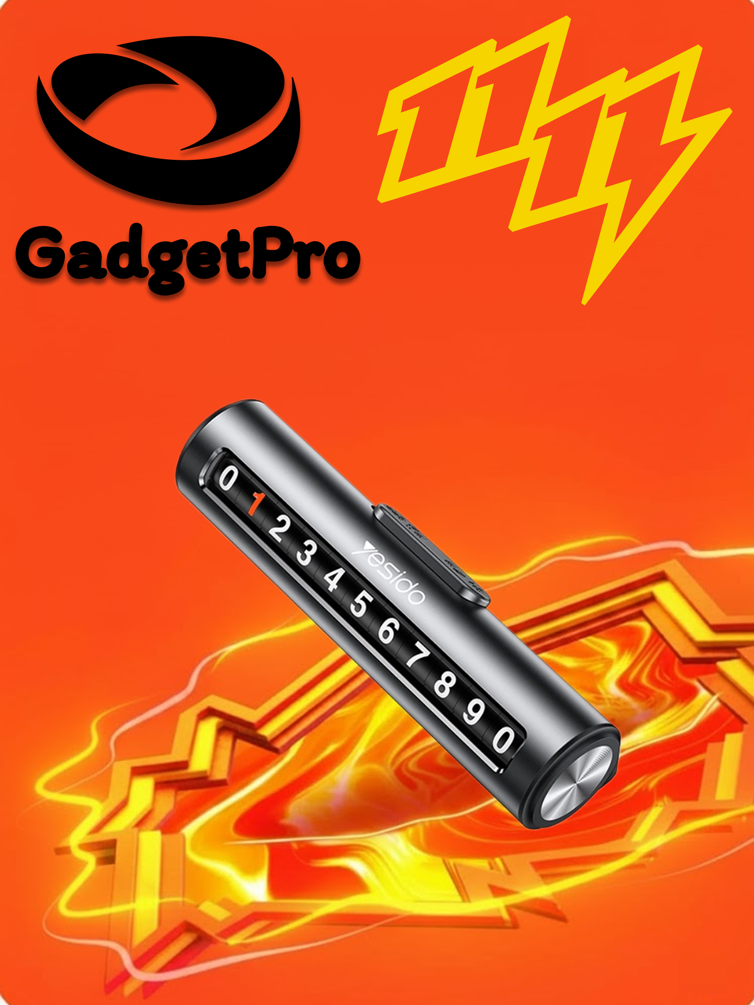 Парковочная автовизитка Yesido C202, скрывающийся номер, колёсико, металл+ABS, чёрная, 119×28 мм